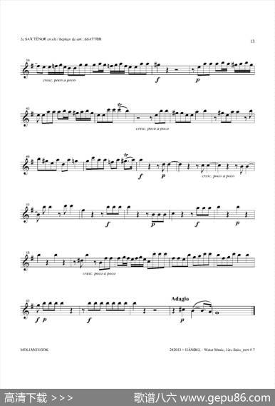 WaterMusic（HWV.348No.1）（第二次中音萨克斯）