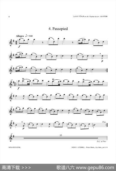 WaterMusic（HWV.348No.1）（第二次中音萨克斯）