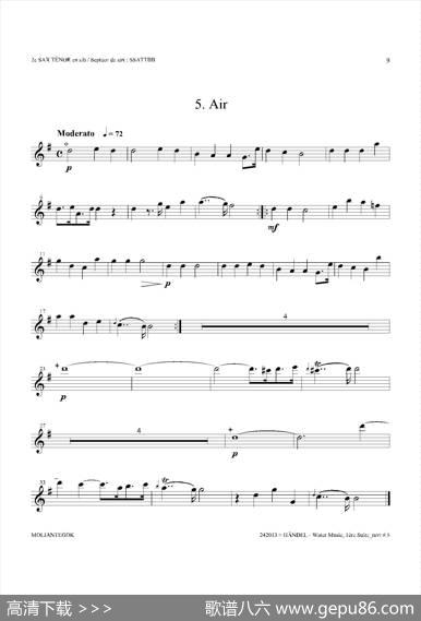 WaterMusic（HWV.348No.1）（第二次中音萨克斯）