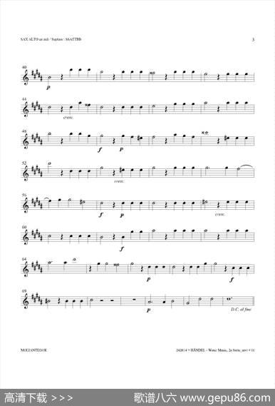 WaterMusic（HWV.349No.2）（中音萨克斯）