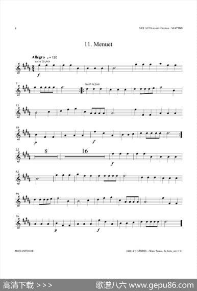 WaterMusic（HWV.349No.2）（中音萨克斯）