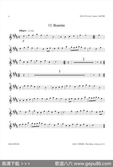 WaterMusic（HWV.349No.2）（中音萨克斯）