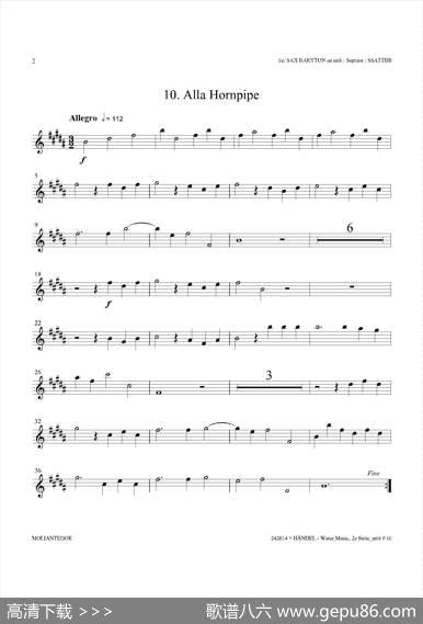 WaterMusic（HWV.349No.2）（第一上低音萨克斯）