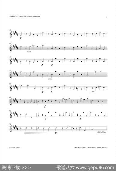 WaterMusic（HWV.349No.2）（第一上低音萨克斯）