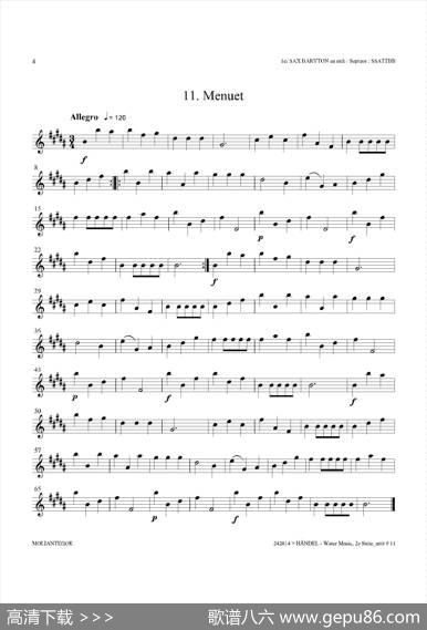 WaterMusic（HWV.349No.2）（第一上低音萨克斯）