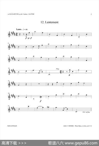 WaterMusic（HWV.349No.2）（第一上低音萨克斯）