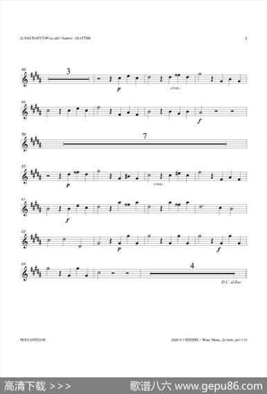 WaterMusic（HWV.349No.2）（第二上低音萨克斯）