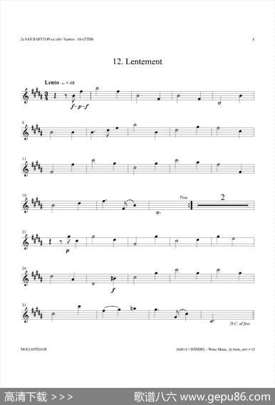WaterMusic（HWV.349No.2）（第二上低音萨克斯）