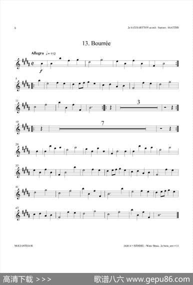 WaterMusic（HWV.349No.2）（第二上低音萨克斯）