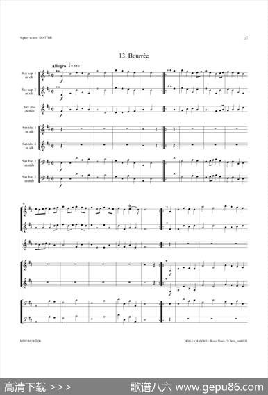 WaterMusic（HWV.349No.2）（萨克斯合奏总谱）