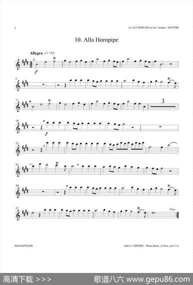WaterMusic（HWV.349No.2）（第一高音萨克斯）