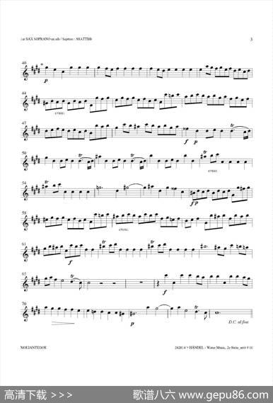 WaterMusic（HWV.349No.2）（第一高音萨克斯）