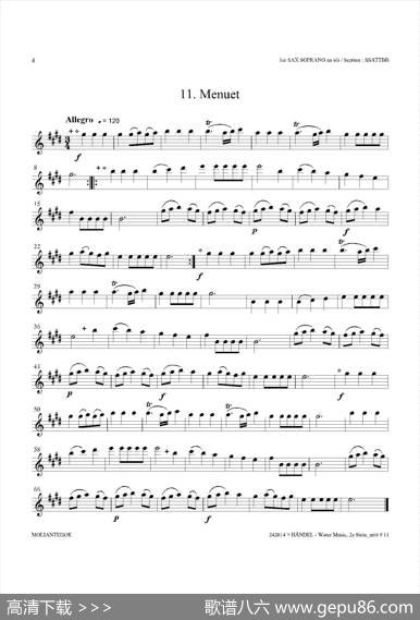 WaterMusic（HWV.349No.2）（第一高音萨克斯）
