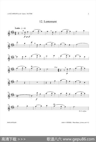 WaterMusic（HWV.349No.2）（第一高音萨克斯）