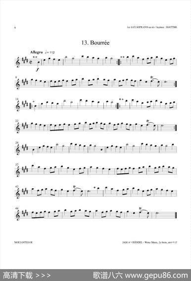 WaterMusic（HWV.349No.2）（第一高音萨克斯）