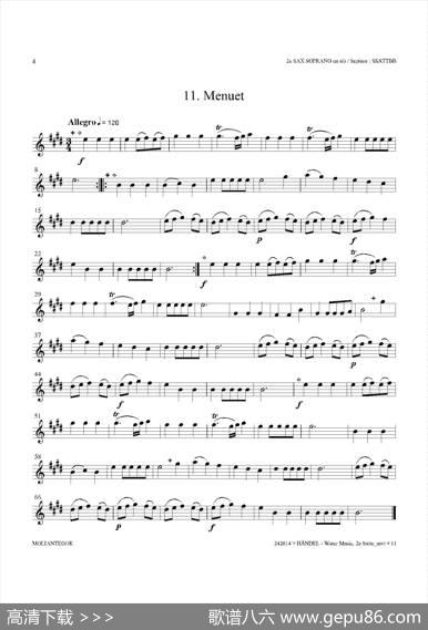 WaterMusic（HWV.349No.2）（第二高音萨克斯）