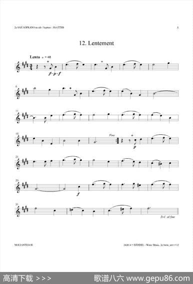 WaterMusic（HWV.349No.2）（第二高音萨克斯）