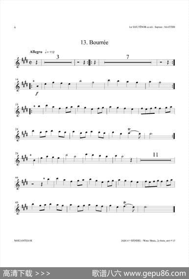 WaterMusic（HWV.349No.2）（第一次中音萨克斯）