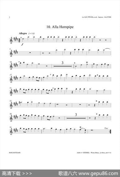WaterMusic（HWV.349No.2）（第一次中音萨克斯）