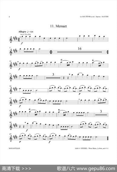 WaterMusic（HWV.349No.2）（第一次中音萨克斯）