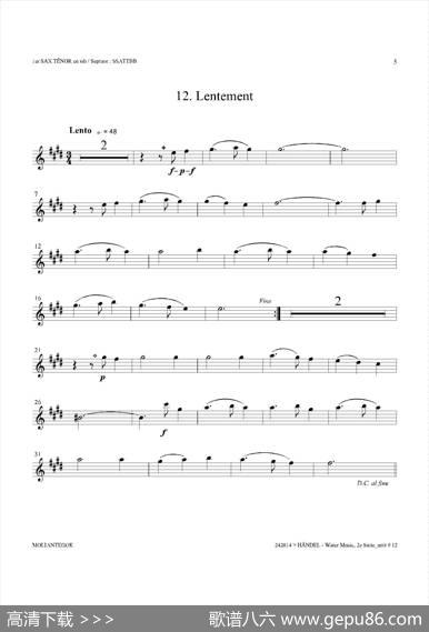 WaterMusic（HWV.349No.2）（第一次中音萨克斯）
