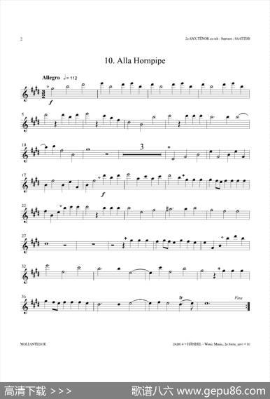 WaterMusic（HWV.349No.2）（第二次中音萨克斯）