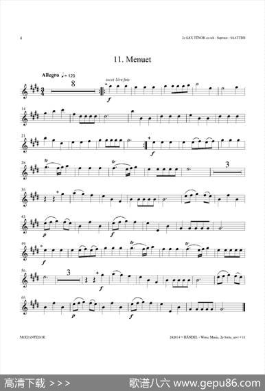 WaterMusic（HWV.349No.2）（第二次中音萨克斯）