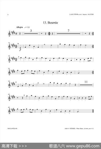 WaterMusic（HWV.349No.2）（第二次中音萨克斯）