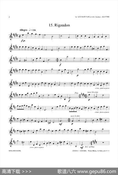 WaterMusic（HWV.350No.3）（第一上低音萨克斯）