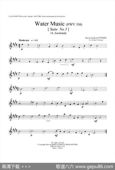 WaterMusic（HWV.350No.3）（第二上低音萨克斯）