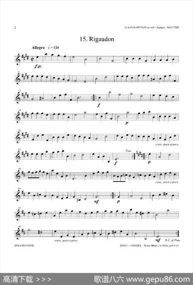 WaterMusic（HWV.350No.3）（第二上低音萨克斯）