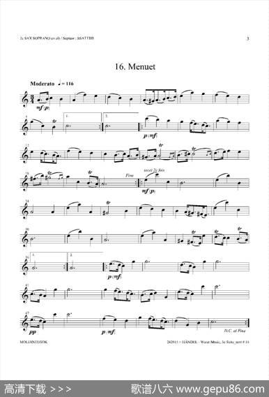 WaterMusic（HWV.350No.3）（第二高音萨克斯）