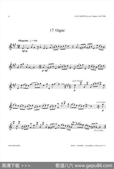 WaterMusic（HWV.350No.3）（第二高音萨克斯）