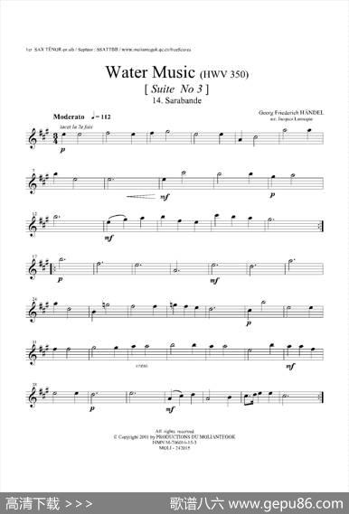 WaterMusic（HWV.350No.3）（第一次中音萨克斯）