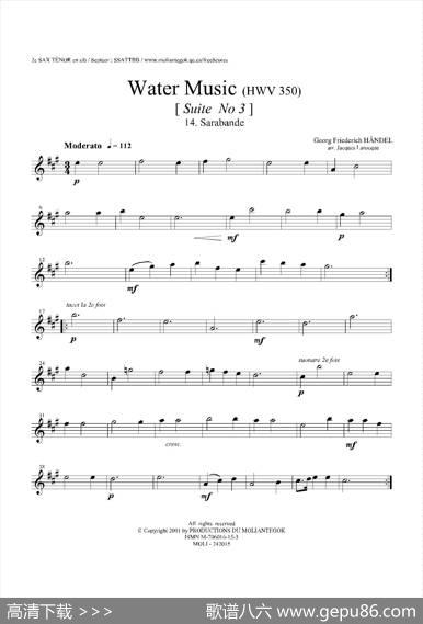 WaterMusic（HWV.350No.3）（第二次中音萨克斯）
