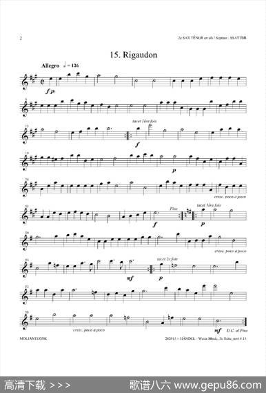 WaterMusic（HWV.350No.3）（第二次中音萨克斯）
