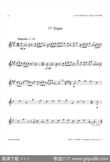 WaterMusic（HWV.350No.3）（第二次中音萨克斯）