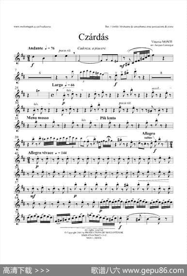 Czardas查尔达斯（15重奏）（3支上低音萨克斯）