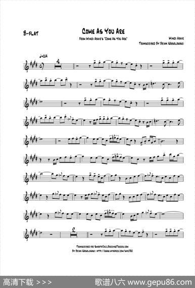 ComeAsYouAre（B-FLAT次中音萨克斯）