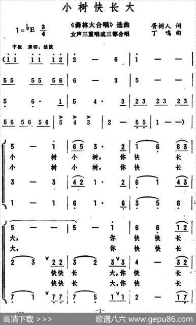 小树快长大（《森林大合唱》选曲女声三重唱或三部合唱） - 胥树人|丁鸣