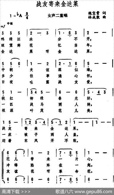 战友寄来金达莱（女声二重唱） - 魏宝贵|林成敦