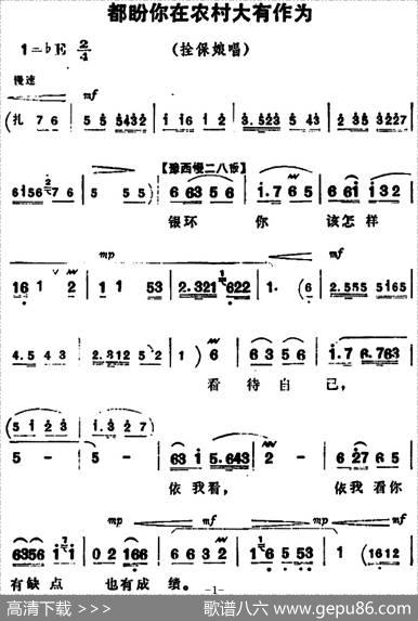 都盼你在农村大有作为（《朝阳沟》拴保娘唱段）