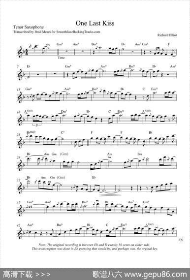 OneLastKiss（次中音萨克斯）