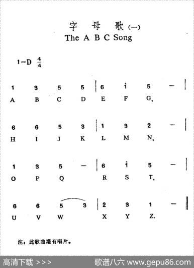 字母歌之（1）（中英文对照）