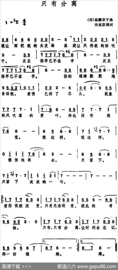 只有分离 - 许延宗填词|[日]远藤京子