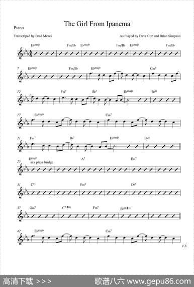 TheGirlFromIpanema（Piano）