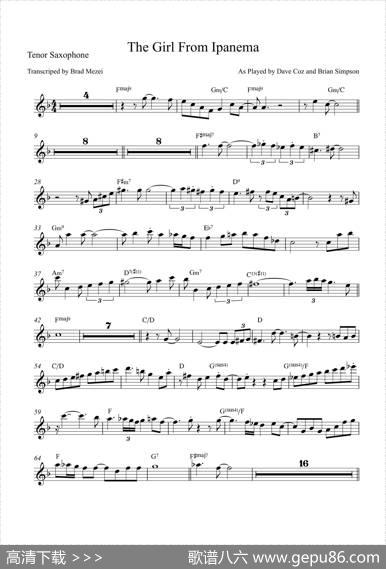 TheGirlFromIpanema（次中音萨克斯）