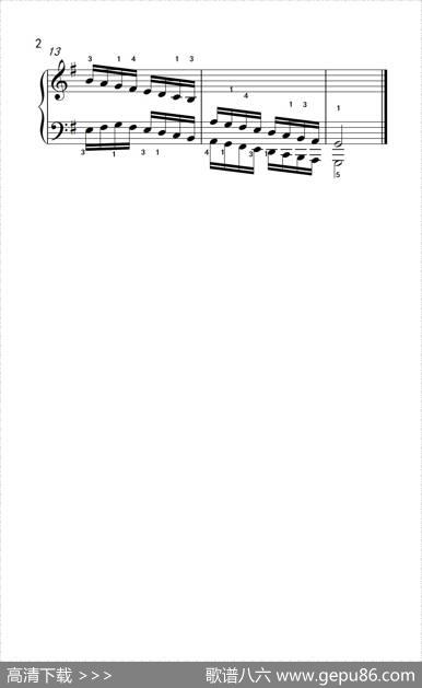 G大调音阶（反向四个八度）（儿童钢琴练习曲）