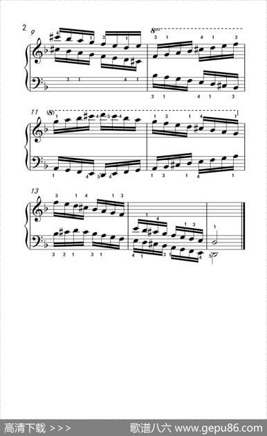 D小调音阶（反向四个八度）（儿童钢琴练习曲）