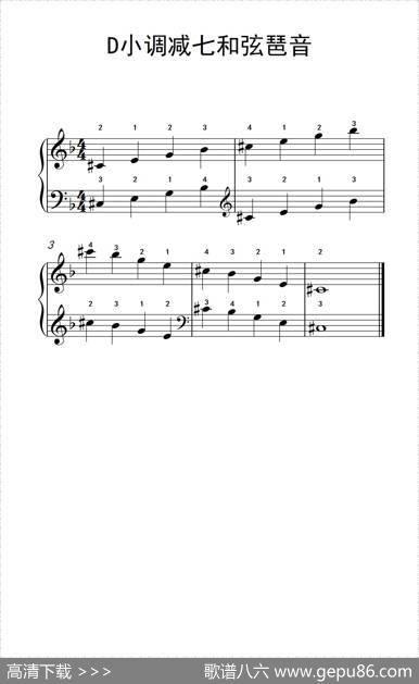 D小调减七和弦琶音（儿童钢琴练习曲）